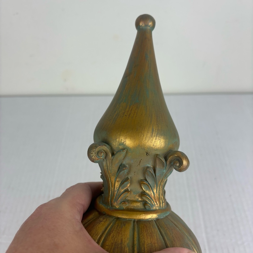 Decorative Resin Finial in Gold Verdigris Finish - Picture 5 of 8